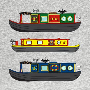 Colourful Canal Narrowboats and House Boats T-Shirt